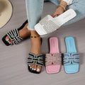 New Summer Women Flat Slippers Fashion Non-Slip Shoes Women Outdoor Slippers Designer Square Heel Flat Sandals Slides Women