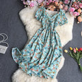 YuooMoo Women Dress 2025 New Fashion Vintage Floral Print Long Summer Dress Streetwear Lady Outfits Vacation Robes Femme