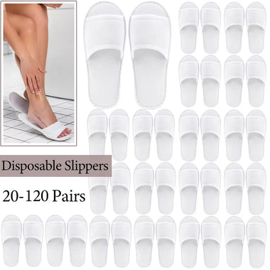 20-120Pairs Open Toe Disposable Slippers for Guests White House Guest Slippers Non-Slip Hotel Slippers Unisex Spa Slippers