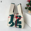Reusable Knitted Stripe Wrist Bag Woven Handbag Stripe Female Shopping Bags Large-capacity Knitted Bucket Bag Women Tote Bags