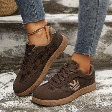 Women's 2026 Fall Women's Fashion Suede Sneakers with Double Buckle Metal Details Lightweight Breathable Comfortable Casual Flats