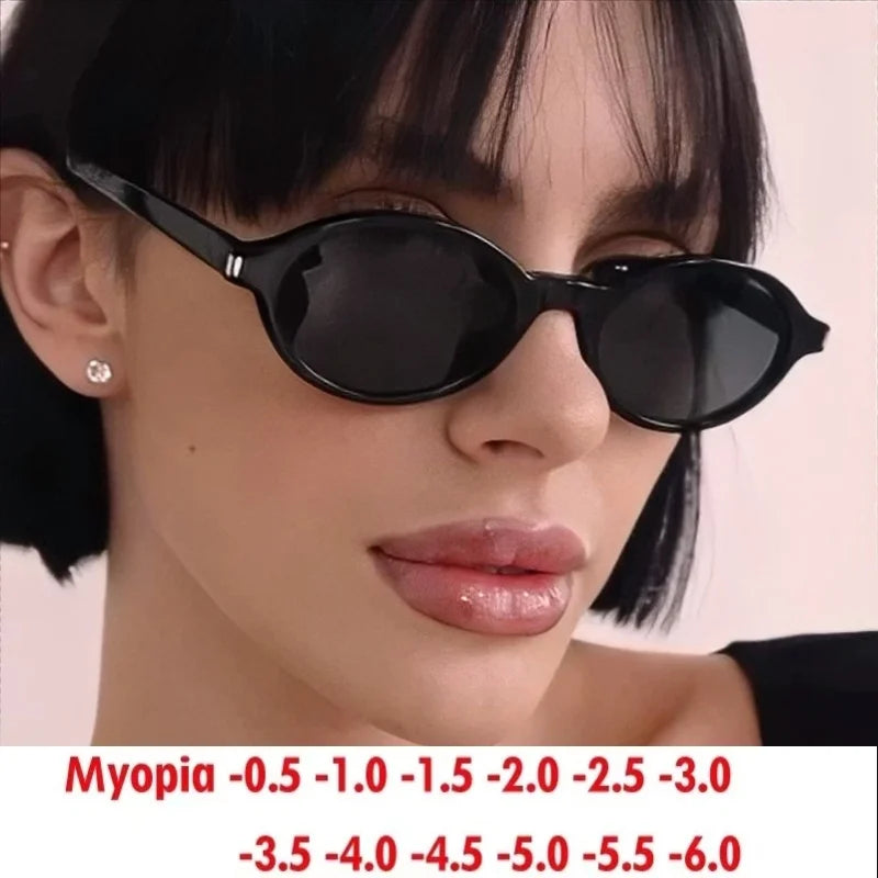 Sunglasses Myopia Customized Oval Rice Nail Simple Retro Fashion Sunglasses Myopia Sunglasses Can Be Customized Degree 0~-6.0