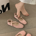Women Square Toe Ballet Flats Soft Sole Casual Shoes Cross Strap French Style Ladies Shallow Low Heel Walking Footwear 2027