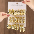 Punk Smooth Chunky Metal C-shaped Earrings For Women Fashion Thick Stud Earrings Vintage Aesthetic Set Jewelry Gifts