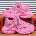 VEAMORS Trendy Chunky Shoes for Women Platform Casual Sneakers Mesh Walking Shoes Breathable Fashion Platform Dad Shoes Lace-up