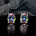 New Oval Cubic Zirconia Stud Earrings for Women White/Pink/Yellow CZ Minimalist Gift Simple Elegant  Trendy Jewelry