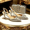 2026 Italian Inspired Coffee Pointed Toe High Heels Matching Handbag Set COMFORT INCLUDED Elegant Wedding Party Shoes for Women