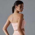 Women Padded Bandeau Tube Top Strapless Wireless Sports Bra Solid Bodycon Yoga Crop Top Push Up Underwear Sexy Fitness Gym Top