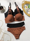 2 Set Solid Underwire Lingerie Set Women Push Up Bra Women Underwear Sets Comfortable Daily Lingerie J2611