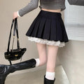 Korean Fashion Sweet High Waist College Pleated Skirt for Womenn Lace Preppy Bow Skirt Female A-line Pleated Skirt Y2k