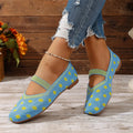 Women's Shoes Mesh Breathable SquareToe Flat Shoes Fashion Soft Bottom Knitted Shoes Female Casual Slip on Footwear Loafers