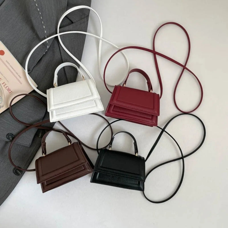 Vintage Versatile Shoulder Crossbody Bag Mini Size Solid Color Lady Handbag PU Leather Coin Purse for Women