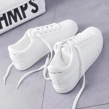New Women Sneakers Fashion Breathble Vulcanized Shoes Pu Leather Platform Shoes White Lace Up Casual Shoes Zapatos Mujer