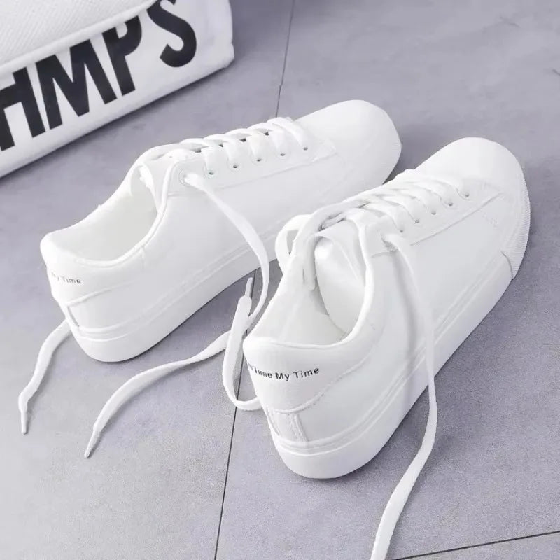 New Women Sneakers Fashion Breathble Vulcanized Shoes Pu Leather Platform Shoes White Lace Up Casual Shoes Zapatos Mujer