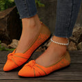 Breathable Fly Woven Women Ballet Flats Pointed Toe Bowknot Slip On Light Soft Sole Daily Casual Ladies Flat Shoes