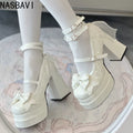 NASBAVI Night Club Platform Women Lolita Pumps Fashion Shallow High Heel Shoes 2025 Spring Autumn Ladies Outdoor Stripper Shoes