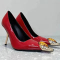 Women's Fashion Gemstone Metal Pointed Shallow Mouth Set Foot Anti-slip Wear-resistant High Heels Spring New Stiletto Shoes