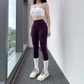 Women Seamless Sports Tights Hip Lifting Gym Leggings Solid Workout Yoga Pants Low Waist Sports Tights 2026D 1Logo