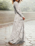 Printed Design Floral Print Long Sleeve Maxi Dress