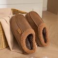 Women's Minimalist Fleece-Lined Slippers, Faux Suede Mules with Thick Plush, Warm Non-Slip Flat House Shoes for Fall Winter