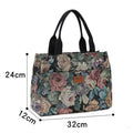 Casual Floral Print Women's Tote Bag Thickened Large Capacity Lunch Bag Zipper Canvas Jacquard Handbag