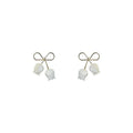 White Color Bowknot Tulip Flower Stud Earrings For Women Brincos Feminino Fashion  Rhinestone Jewelry Christmas Girl Friend Gift