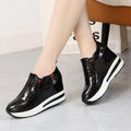 Wegde Heel Shoes for Women Height Increasing Sneakers Slip on Loafers Women Platform Sneakers Women PU Leather Casual Shoes