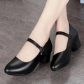 2026 New Black Mary Jane Women's Shoes Block Heel Mid-Heel Office Buckle Strap Pumps