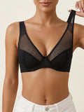 Women Underwire Push Up Bra Solid Thin Mesh Breathable Adjustable Straps Daily Lingerie