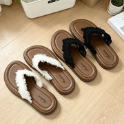 Daily Wear Fashion Slippers Women's Fringe Trim Flip Flops - Casual Flat Thong Sandals for Summer, Beach & Dress Outfits