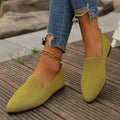 Women Solid Color Pointed Head Mesh Loafers Shallow Woman Soft Bottom Knit Ballet Flat Shoes Female Casual Slip on Boat Shoes