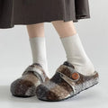 New Autumn Style Women's Comfortable Flat Shoes, Retro Loafers, Exquisite Plush Winter Women's Shoes, One-piece Cotton Slippers
