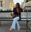 KONDALA Elegant Commute Double-breasted Blazer Women Vintage Brown Buttons Blazer 2026 Spring Summer Trendy Office Lady Blazer