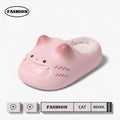 New Waterproof Cat Slippers Anti Slip Bottom Kitty Mules Warm Closed Toe Cat Paw Slippers Autumn Winter