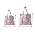 Portable Floral Canvas Tote Bag Large Capacity Reusable Commute Handbag Lightweight Shoulder Bag For Students