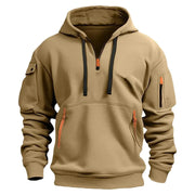 Hoodie Sweatshirt Men Outdoor Autumn Men Half Zip Hoodie Multi Zipper Pocket Long Sleeve Pullover Drawstring Hooded Sweatshirt Outdoor Casual Loose Street .
