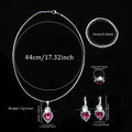 5-Piece Set of Fashionable Women's Pink Heart-Shaped Stainless Steel Rhinestone Jewelry Set, Including Necklace, Bracelet, Earrings, and Ring, as a Holiday Gift for Her