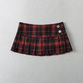 Summer Mini Skirts For Woman Korean Fashion Red Plaid Skirts Women Y2k Skirts Pleated Pleated Skirts Vintage Preppy Style