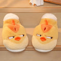 SHAJI Cute Yellow Chicken Plush Slippers For Women Men Couples Winter Warm Thick Non-Slip EVA Sole Soft Fluffy Indoor Home Shoes