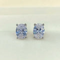 New Oval Cubic Zirconia Stud Earrings for Women White/Pink/Yellow CZ Minimalist Gift Simple Elegant  Trendy Jewelry