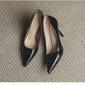 Nude Women's Thin Heels High Heels 2026 New Profession Patent Leather Temperament Pointed Shallow Dress Pumps Women's High Heels
