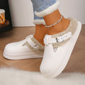 Waterproof Eva Closed Toe Mules Slippers Women 2025 Winter Warm Plush Home Slippers Woman Non Slip Thick Sole Ndoor Cotton Shoes