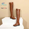 Black Large Size Long Boots Fashion Cross Tied Side Zipper Over The Knee Boots Autumn Winter Women's Shoes Sexy Thigh Boots CD