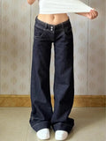 American Retro Low Waist Wide Leg Jeans Women's Summer Autumn Loose Drapey Tall Extended Length Hot Girls Wide Leg Pants