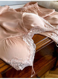 Pajamas Sexy Patchwork Lace Suspender Pijamas Suit Summer New Ice Silk Intimate Lingerie Strap Top&shorts Loose Homewear Pyjama