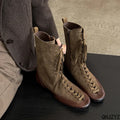 2026 New Women round head Toe Lace Up High Boots, Cross Strap Design Long Booties, Fashion Casual Daily Outdoor Footwear