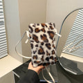 Fashion Women Cow Print Plush Underarm Bag Winter Fluffy Mini Shoulder Bag Zebra Leopard Pattern Small Tote Handbag Purse