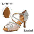 Women Latin Dance Shoes Rhinestone Dancing Shoes Ladies Party Shoes High Heels Girls Tango Ballroom Dance Shoes Salsa Sandals