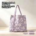 Portable Floral Canvas Tote Bag Large Capacity Reusable Commute Handbag Lightweight Shoulder Bag For Students