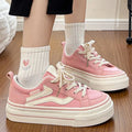 10 Styles Women's Kawaii Ribbon Thick Heel Breathable White Sneakers Casual Running Shell Shoes Chunky Y2K Dad Style for Spring